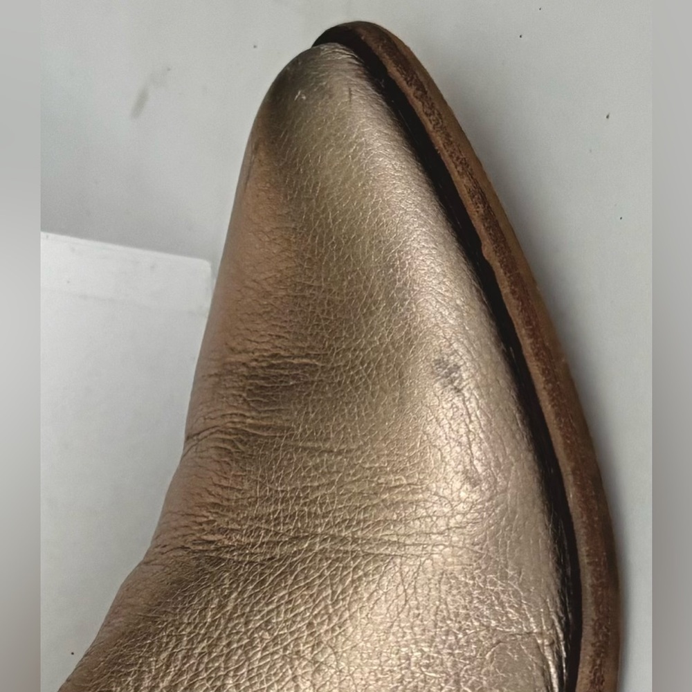 Corso Como Dylan Pointy Toe Mule Metallic Gold Leather Short Wood Heels Size 7 - Picture 10 of 11